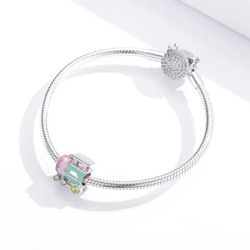 (image for) Pandora Style Silver Colorful Train Charm - BSC289 - View 2