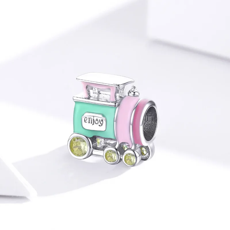 (image for) Pandora Style Silver Colorful Train Charm - BSC289 - View 3