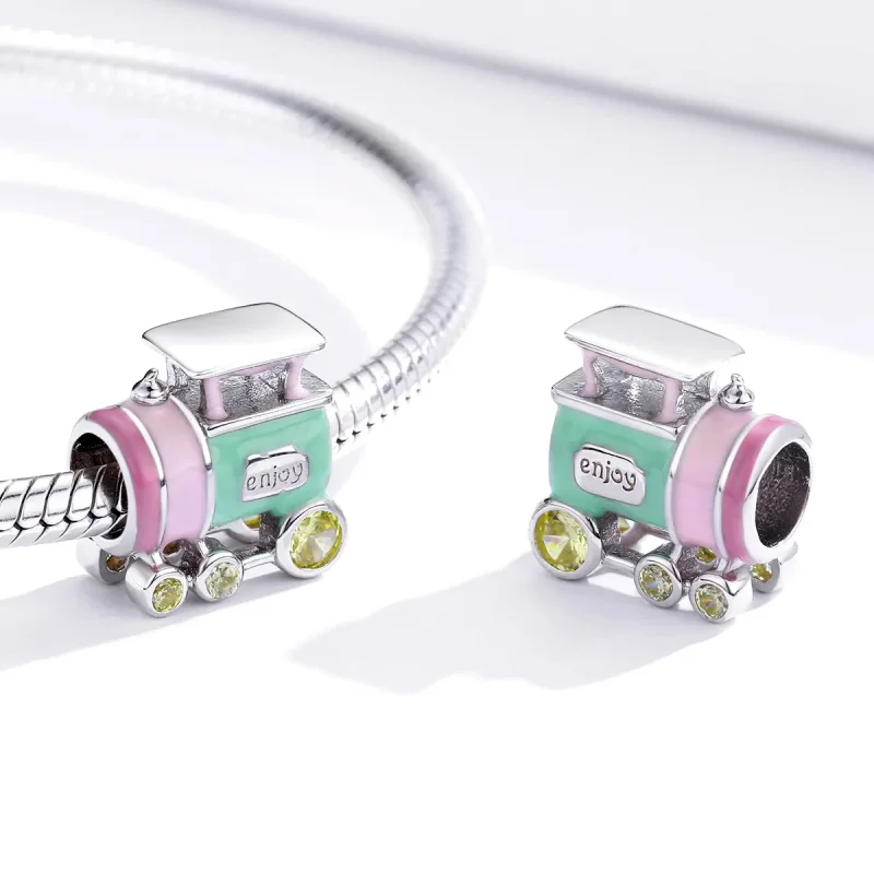 (image for) Pandora Style Silver Colorful Train Charm - BSC289 - View 4