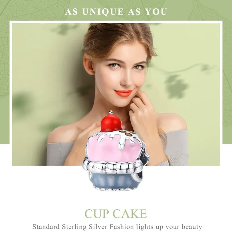 (image for) Pandora Style Silver Cup Cake Charm - SCC1084 - View 2