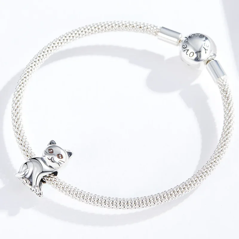 (image for) Pandora Style Silver Cute Cat Charm - SCC1305 - View 4