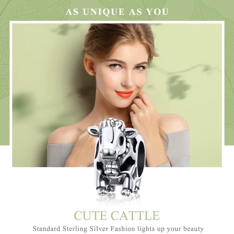 (image for) Pandora Style Silver Cute Cattle Charm - SCC1049 - View 2