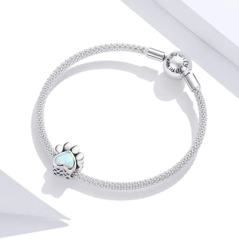 (image for) Pandora Style Silver Cute Dog Paw Charm - SCC1676 - View 3