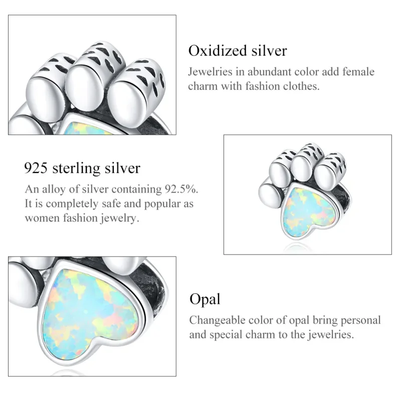 (image for) Pandora Style Silver Cute Dog Paw Charm - SCC1676 - View 7