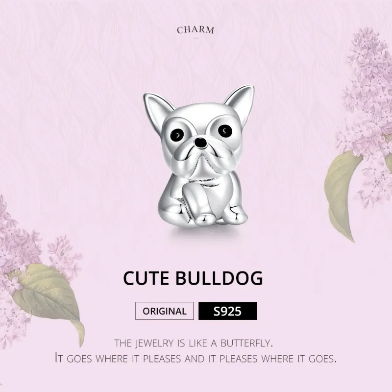 (image for) Pandora Style Silver Cute Frenchie Bulldog Charm - SCC1599 - View 6