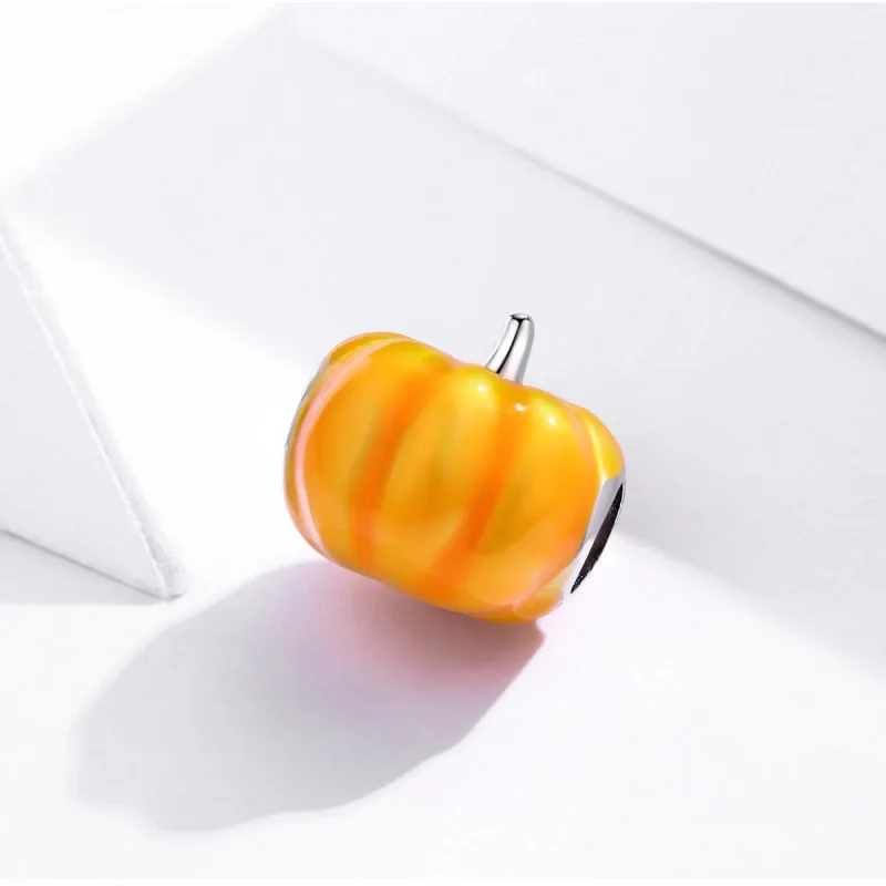 (image for) Pandora Style Silver Cute Pumpkin Charm - BSC333 - View 2
