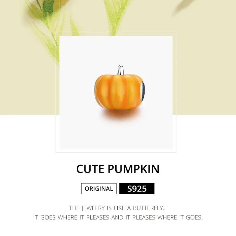 (image for) Pandora Style Silver Cute Pumpkin Charm - BSC333 - View 6