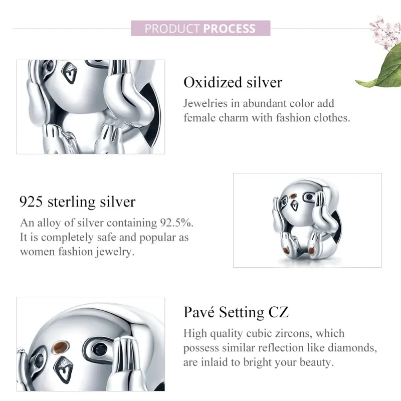 (image for) Pandora Style Silver Cute Sloth Charm - SCC1698 - View 8