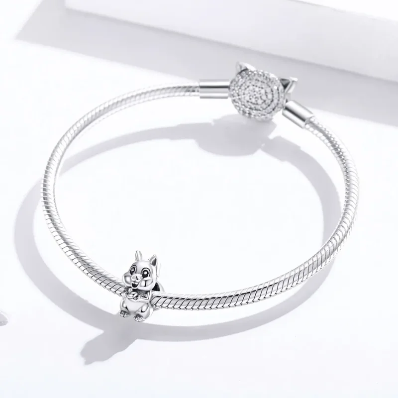 (image for) Pandora Style Silver Cute Squirrel Charm - BSC338 - View 3
