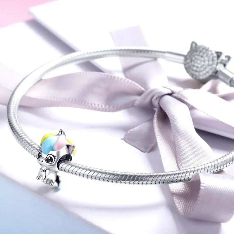 (image for) Pandora Style Silver Cute Unicorn Charm - BSC059 - View 3