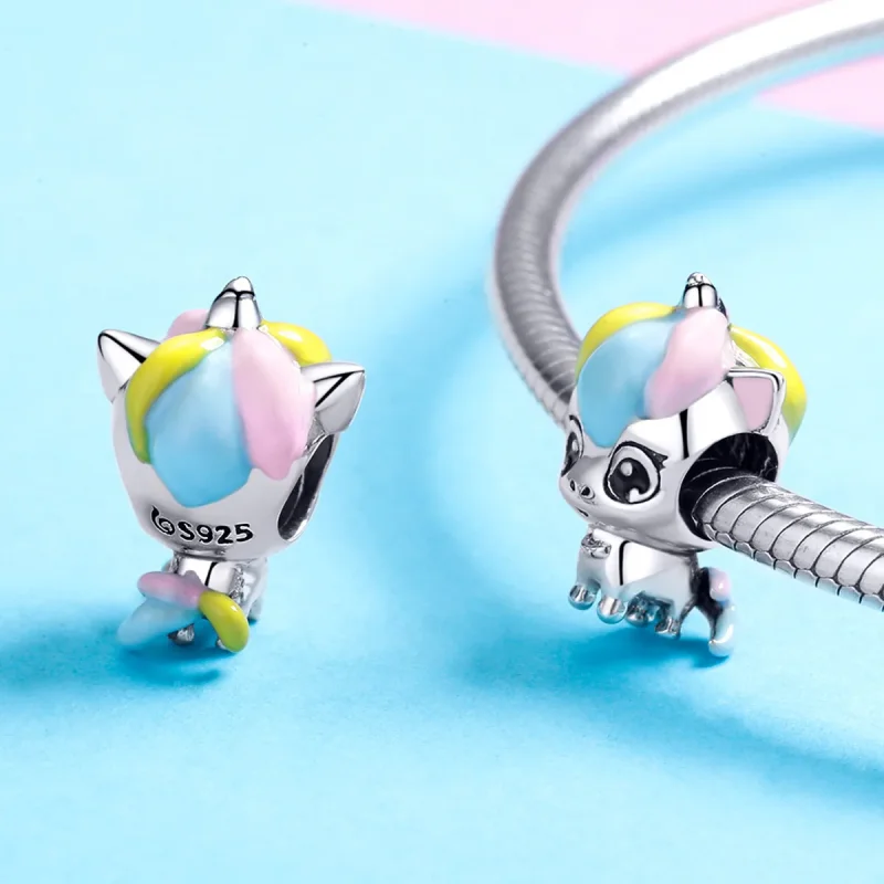 (image for) Pandora Style Silver Cute Unicorn Charm - BSC059 - View 4