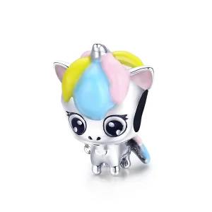 (image for) Pandora Style Silver Cute Unicorn Charm - BSC059
