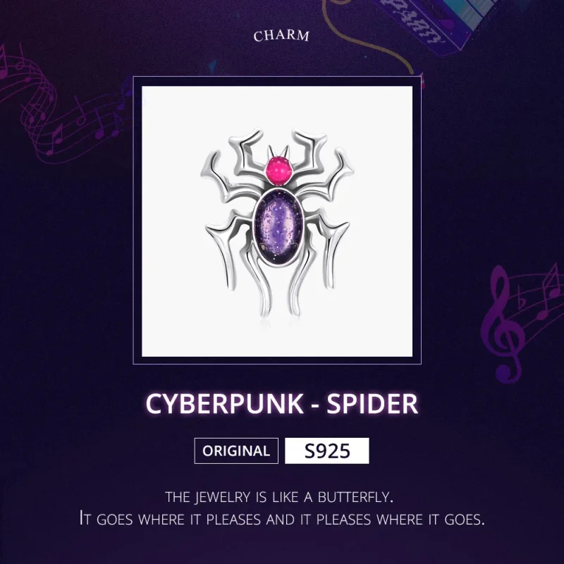 (image for) Pandora Style Silver Cyberpunk - Spider Charm - SCC1842 - View 5