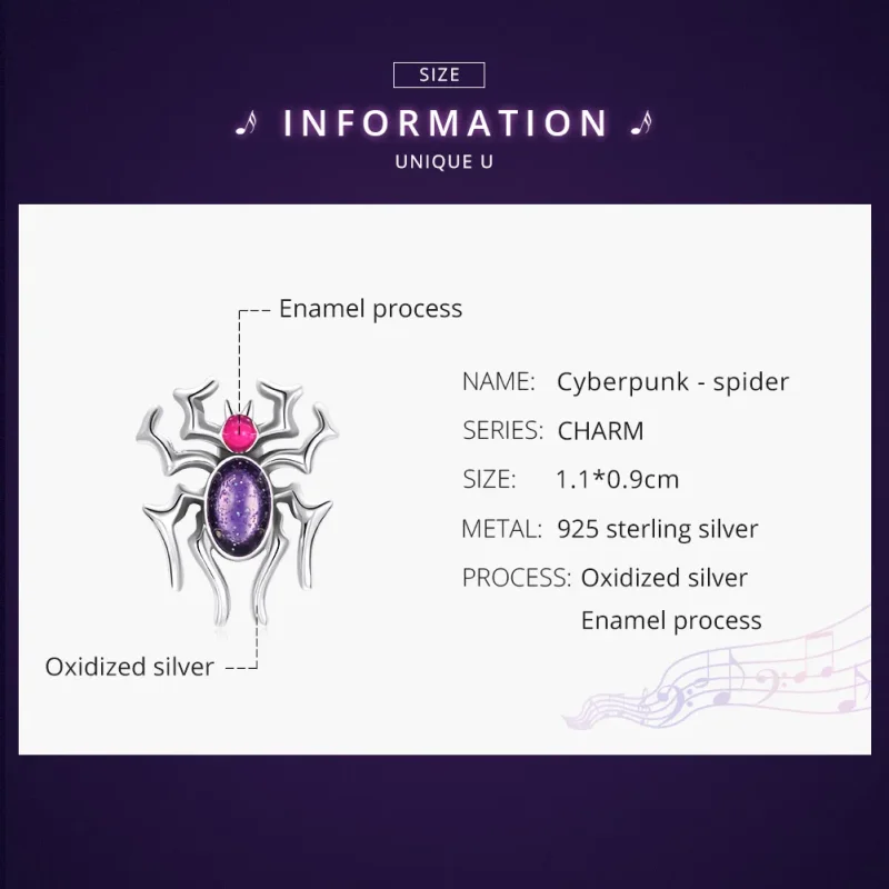 (image for) Pandora Style Silver Cyberpunk - Spider Charm - SCC1842 - View 6