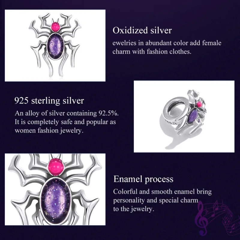 (image for) Pandora Style Silver Cyberpunk - Spider Charm - SCC1842 - View 7