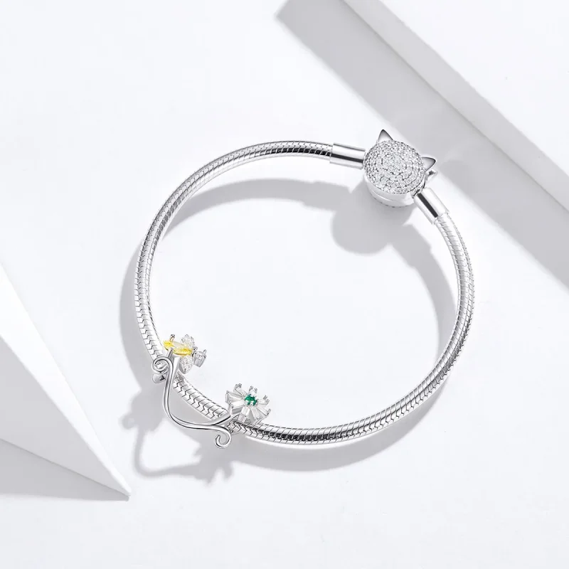 (image for) Pandora Style Silver Daisy and Bee Charm - SCC1220 - View 3