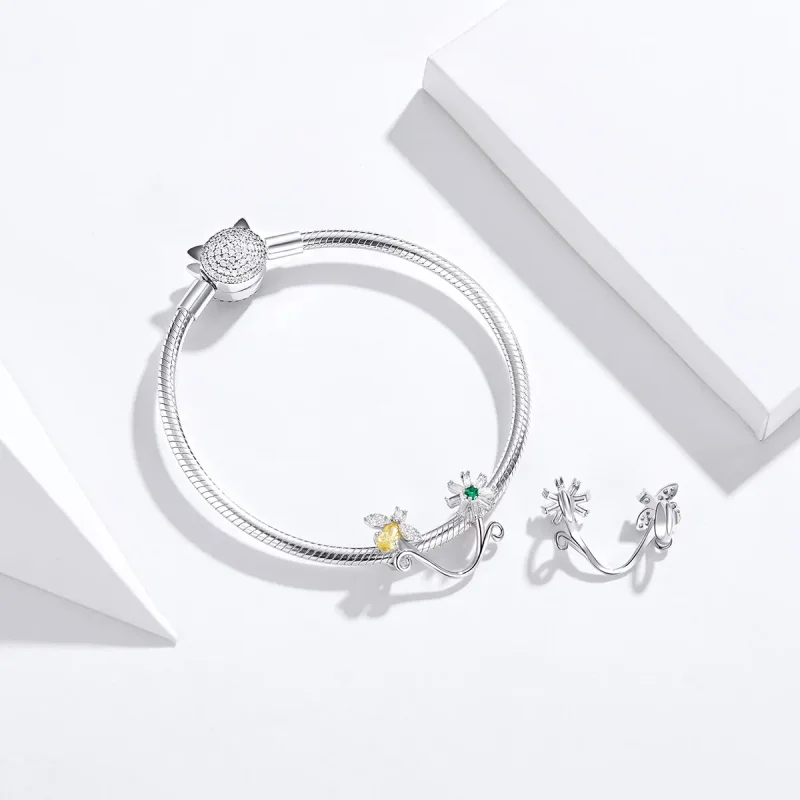(image for) Pandora Style Silver Daisy and Bee Charm - SCC1220 - View 4