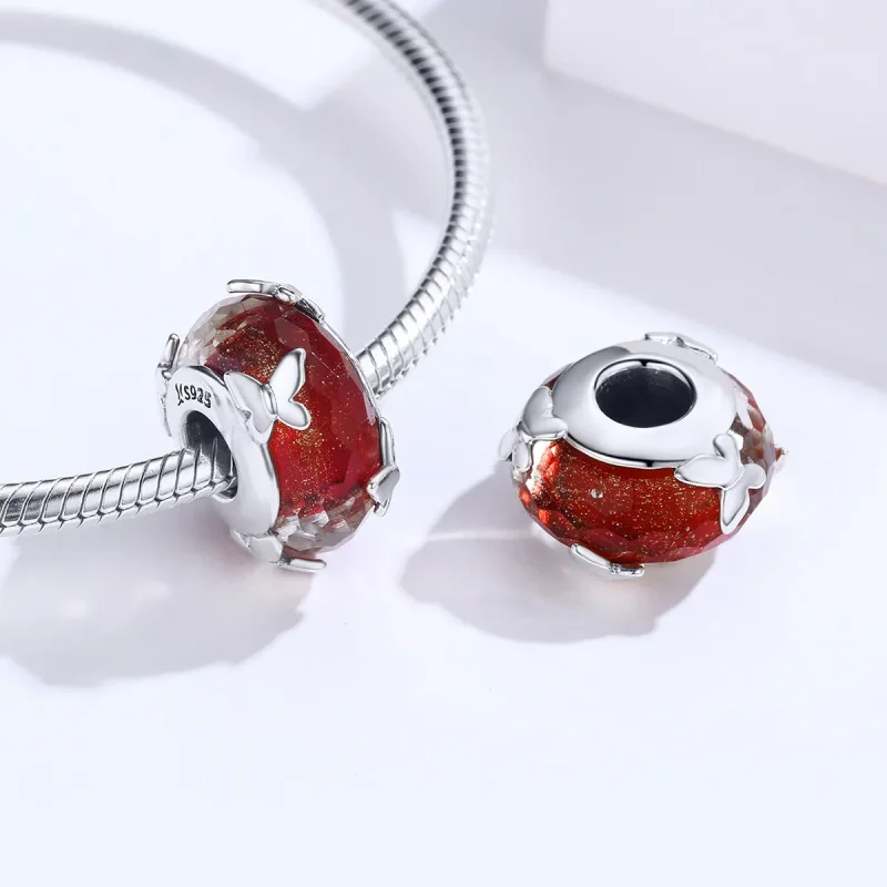 (image for) Pandora Style Silver Dancing Butterfly Murano Glass Charm - SCC1256 - View 4