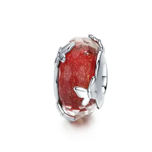 (image for) Pandora Style Silver Dancing Butterfly Murano Glass Charm - SCC1256