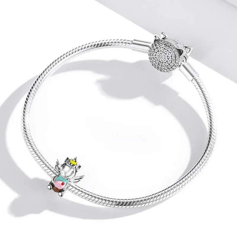 (image for) Pandora Style Silver Dessert Unicorn Charm - SCC1872 - View 3