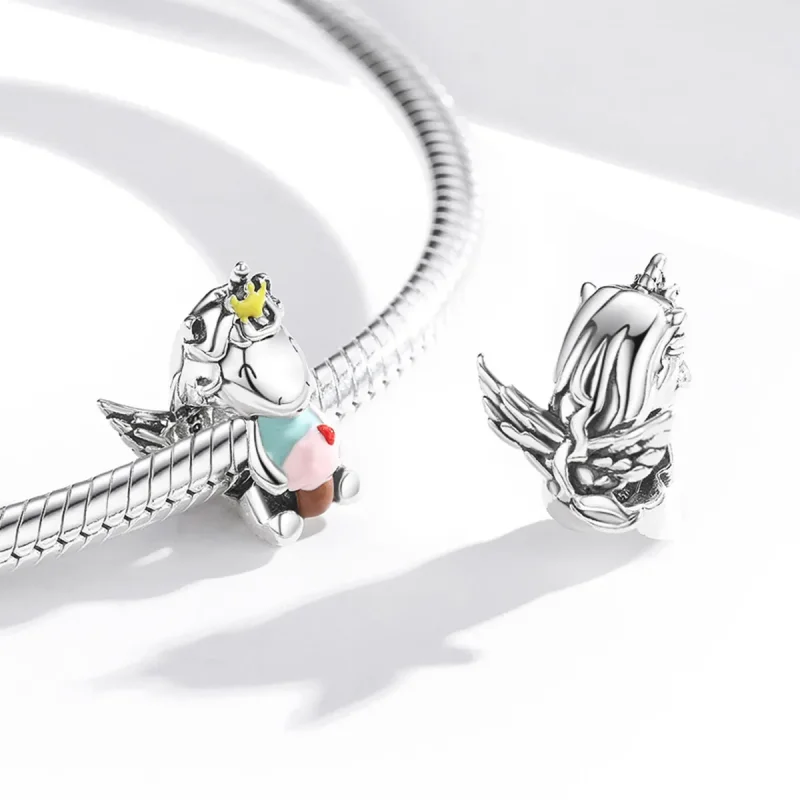 (image for) Pandora Style Silver Dessert Unicorn Charm - SCC1872 - View 4