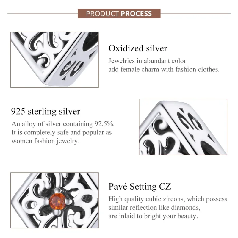 (image for) Pandora Style Silver Diamond Charm - SCC1825 - View 7