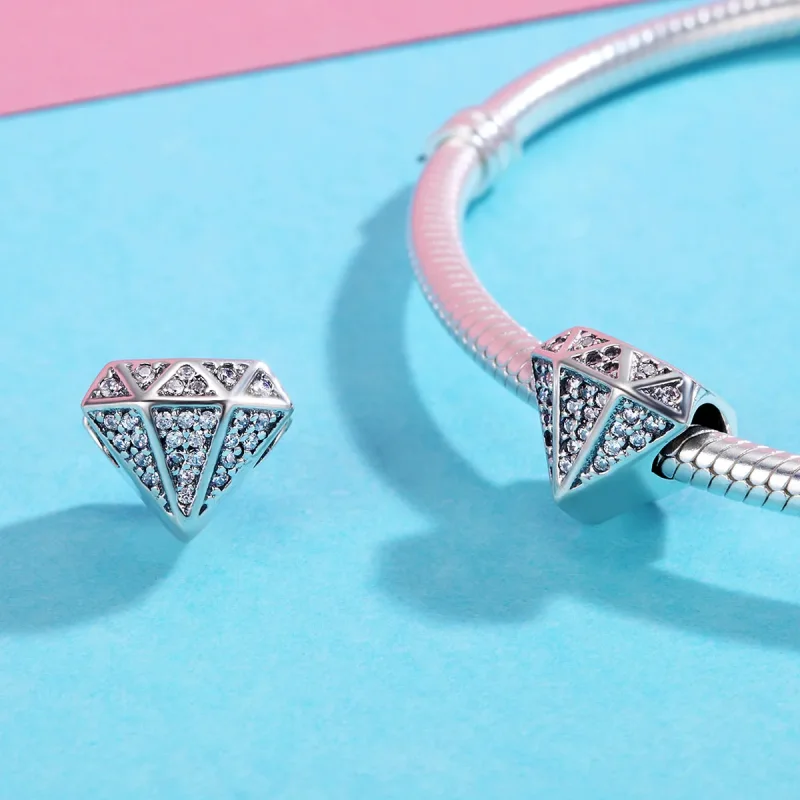 (image for) Pandora Style Silver Diamond Love Charm - SCC397 - View 5