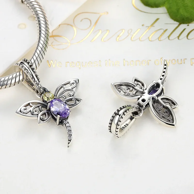 (image for) Pandora Style Silver Dragonfly Dangle - SCC048 - View 3