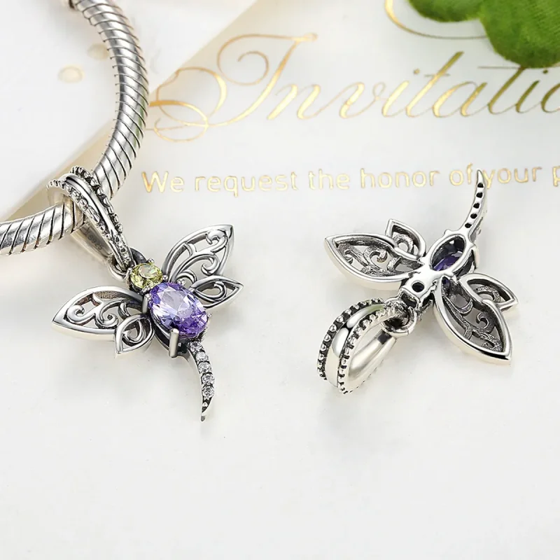 (image for) Pandora Style Silver Dragonfly Dangle - SCC048 - View 4