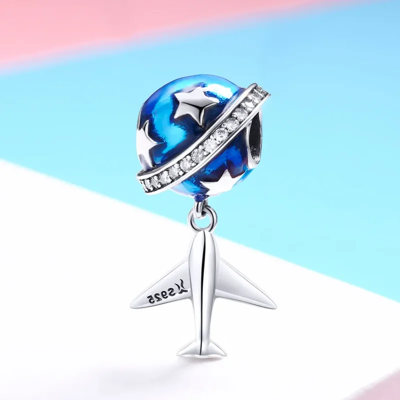(image for) Pandora Style Silver Dream Airplane For Travel Around Charm - SCC887 - View 2
