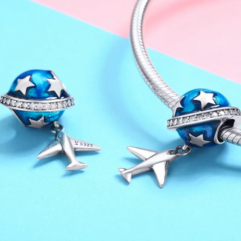 (image for) Pandora Style Silver Dream Airplane For Travel Around Charm - SCC887 - View 3