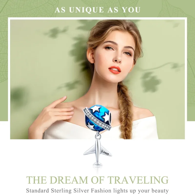 (image for) Pandora Style Silver Dream Airplane For Travel Around Charm - SCC887 - View 6