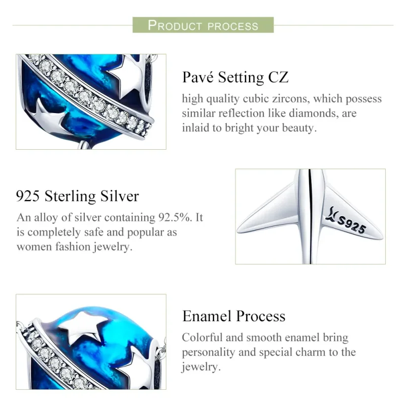 (image for) Pandora Style Silver Dream Airplane For Travel Around Charm - SCC887 - View 7