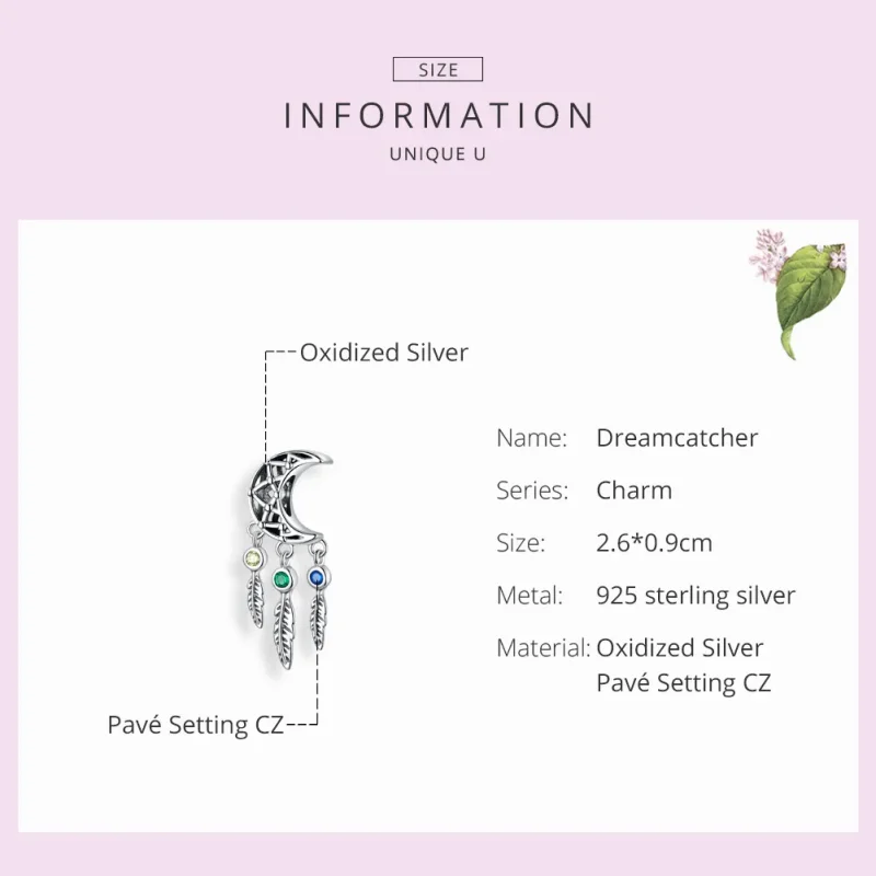 (image for) Pandora Style Silver Dreamcatcher Dangle - SCC1232 - View 3