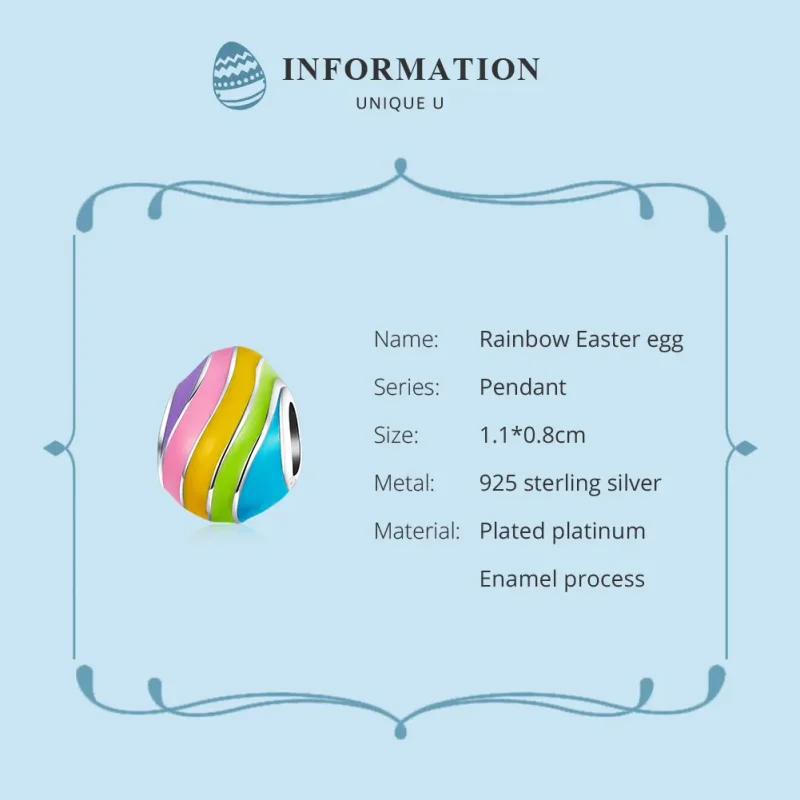 (image for) Pandora Style Silver Easter Egg Charm - BSC223 - View 6