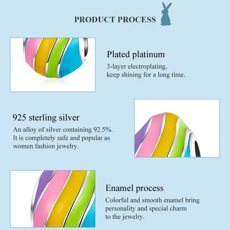 (image for) Pandora Style Silver Easter Egg Charm - BSC223 - View 7