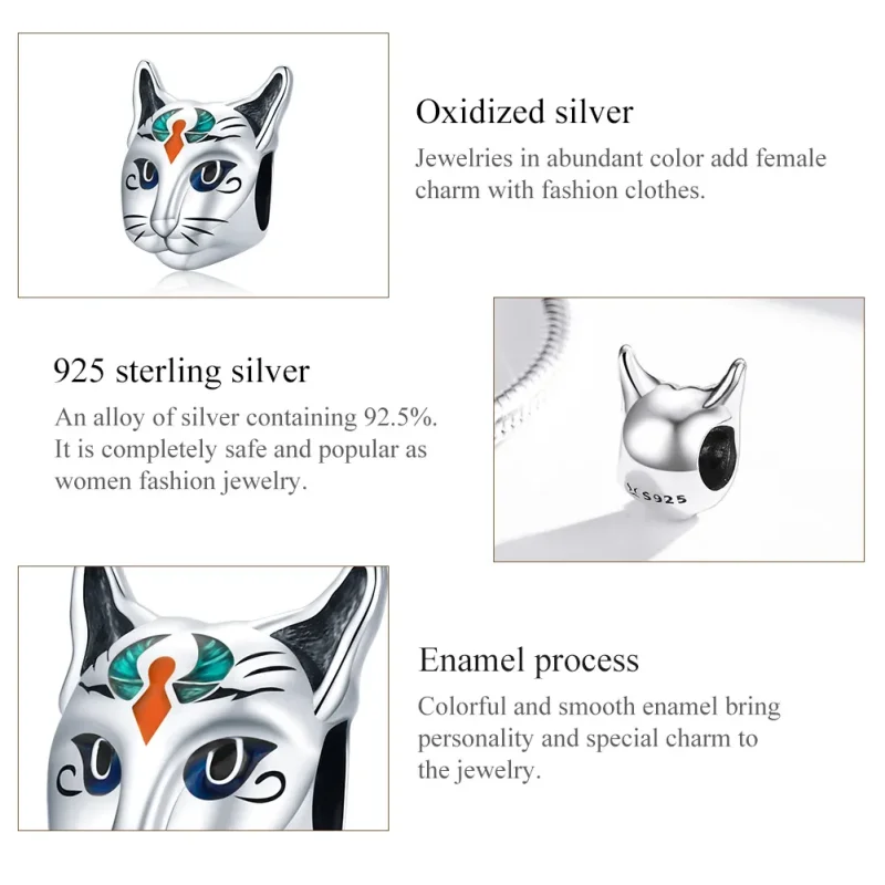 (image for) Pandora Style Silver Egypt - Cat God Bastet Charm - SCC1859 - View 8