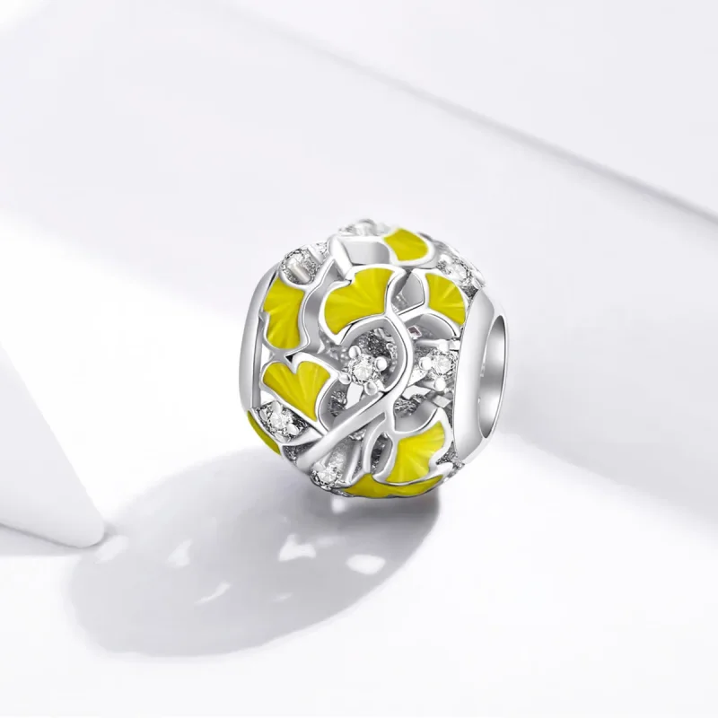(image for) Pandora Style Silver Elegant Ginkgo Leaves Charm - BSC334 - View 2