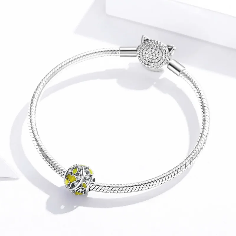 (image for) Pandora Style Silver Elegant Ginkgo Leaves Charm - BSC334 - View 3
