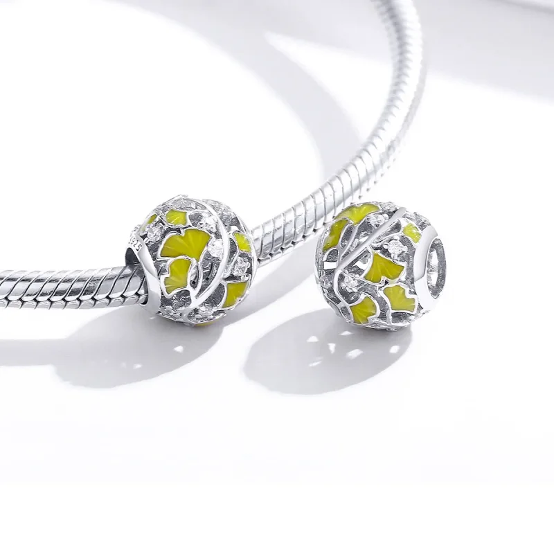 (image for) Pandora Style Silver Elegant Ginkgo Leaves Charm - BSC334 - View 4