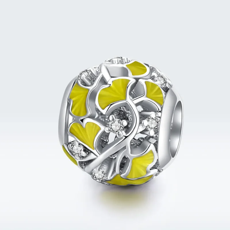 (image for) Pandora Style Silver Elegant Ginkgo Leaves Charm - BSC334 - View 5