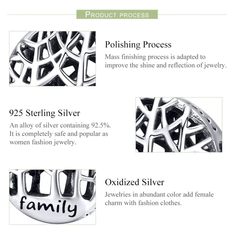 (image for) Pandora Style Silver Family Forest Charm - SCC1144 - View 4