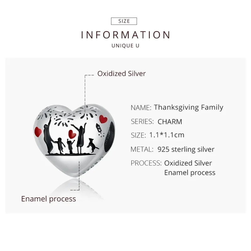 (image for) Pandora Style Silver Family Love Charm - SCC1634 - View 8