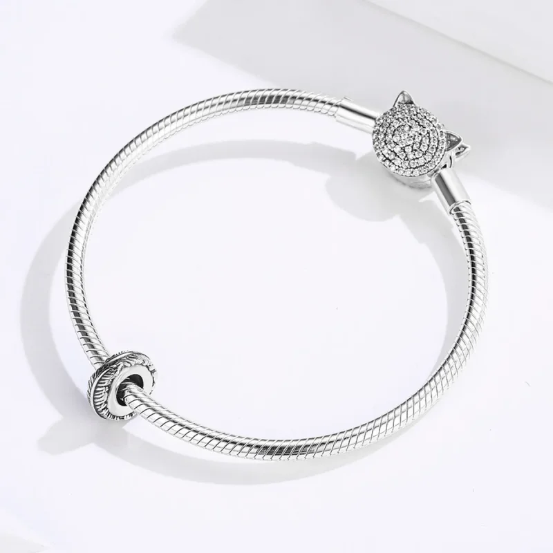 (image for) Pandora Style Silver Feather Spacer - SCC1236 - View 3