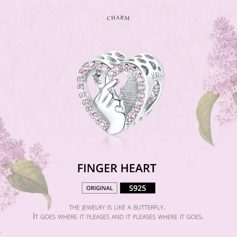 (image for) Pandora Style Silver Finger Heart Charm - SCC1690 - View 6