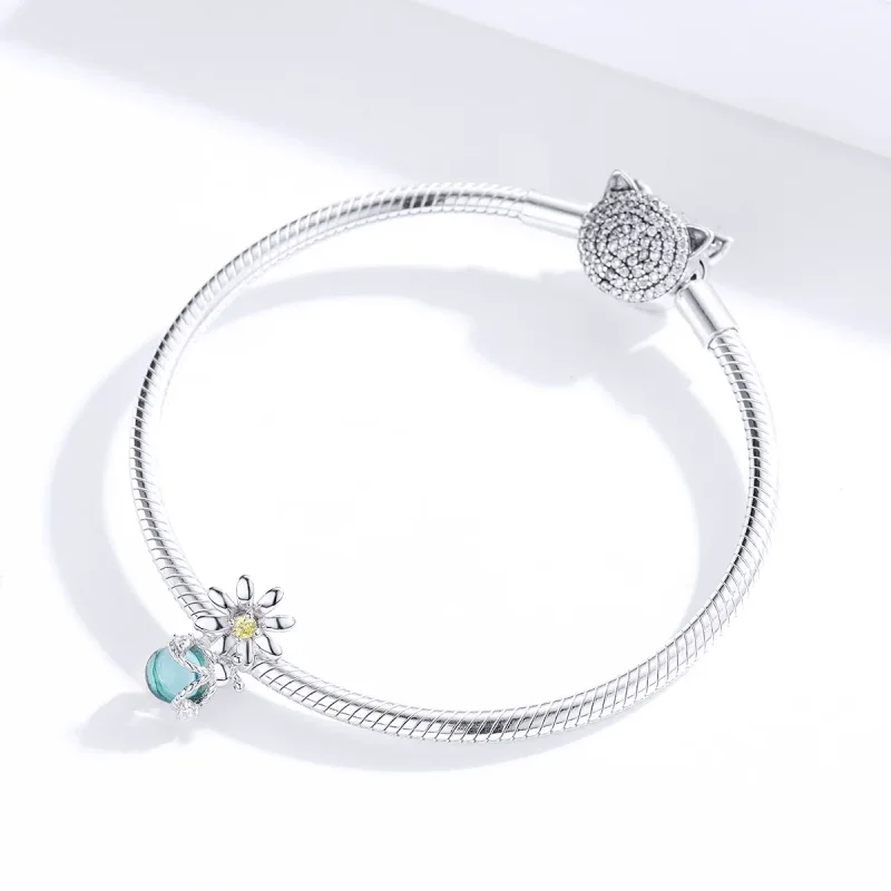 (image for) Pandora Style Silver Fireflies And Daisy Charm - SCC1369 - View 2
