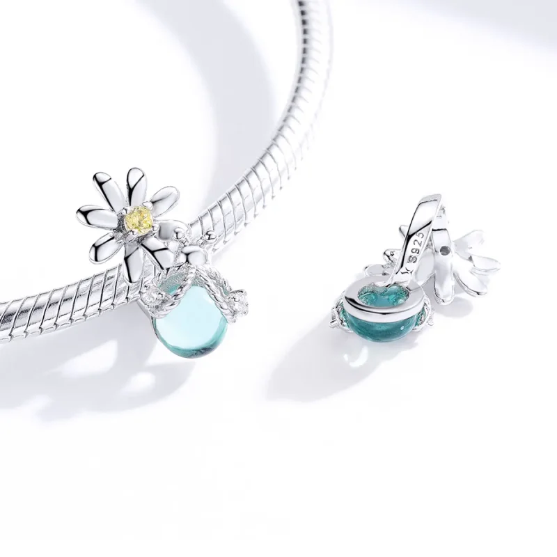 (image for) Pandora Style Silver Fireflies And Daisy Charm - SCC1369 - View 4