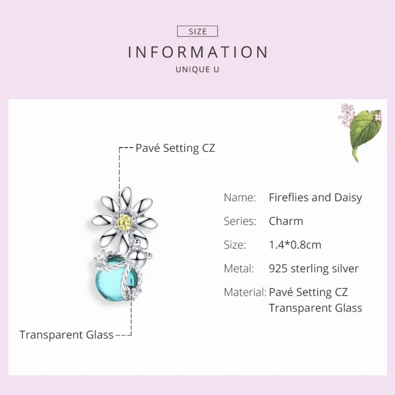 (image for) Pandora Style Silver Fireflies And Daisy Charm - SCC1369 - View 6