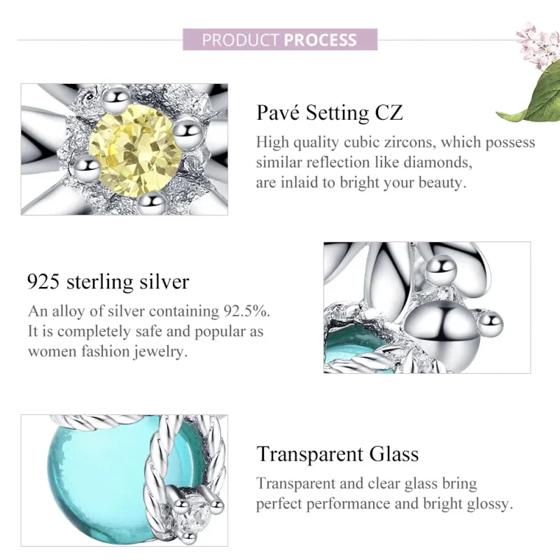 (image for) Pandora Style Silver Fireflies And Daisy Charm - SCC1369 - View 7