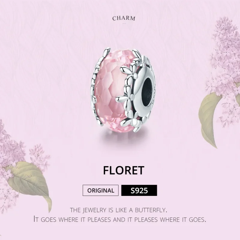 (image for) Pandora Style Silver Floret Murano Glass Charm - SCC1282 - View 2
